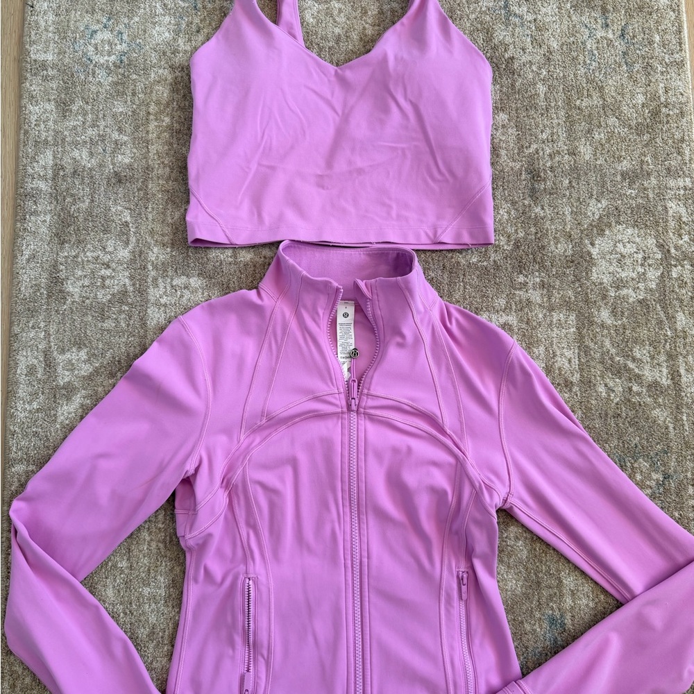 Lululemon Lilac Pink Define Jacket & Matching Align Tank set size 8